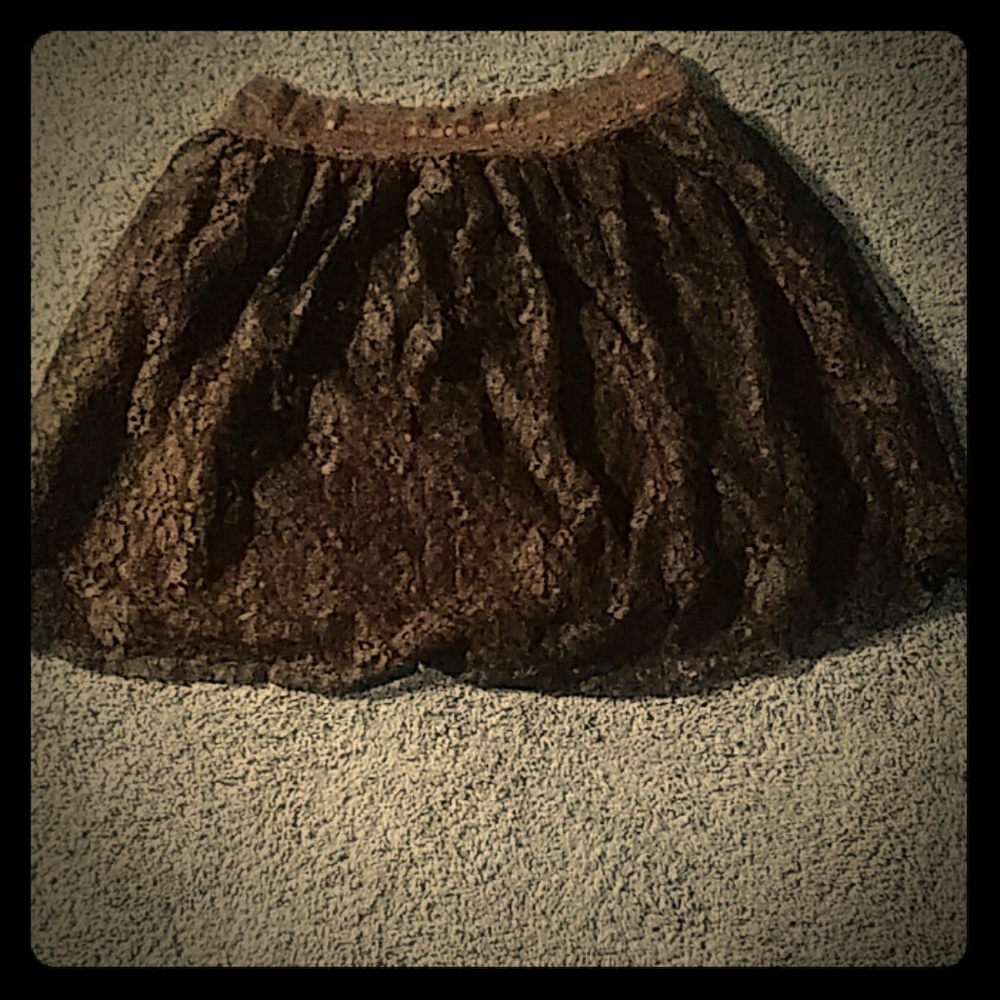 Brown lace flare skirt